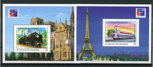 St. Vincent Block495-496 postfrisch Eisenbahn #IV374