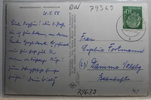 AK Wyhlen / Oberrhein Himmelspforte 1958 #PE816