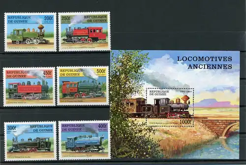 Guinea 1659-1664+Block512 postfrisch Eisenbahn #IV370