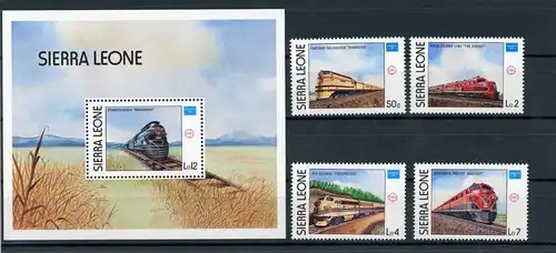 Sierra Leone 892-895+Block46 postfrisch Eisenbahn #IV382