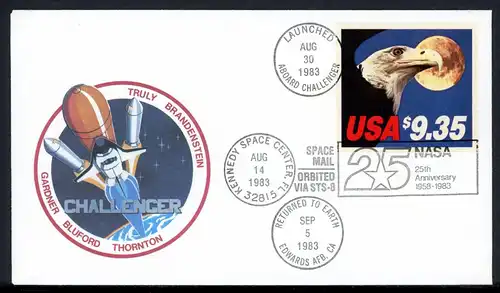 USA 1648 C auf Raketenpost Challenger 1983 im Folder Nr. 217623 #BW7040