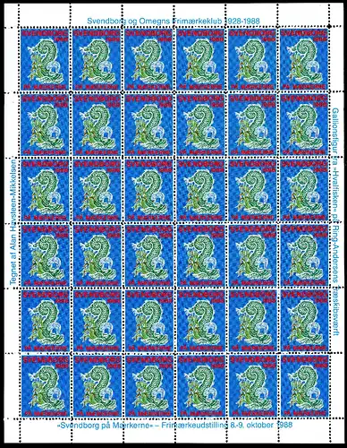 Svendborg - Dänemark 1988, 36er Bogen postfrisch Gallionsfigur #IY070