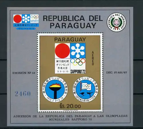 Paraguay Block150 postfrisch Olympia #HL421