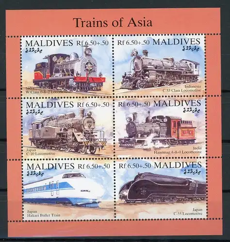 Malediven Kleinbogen 2191-2196 postfrisch Eisenbahn #IU863