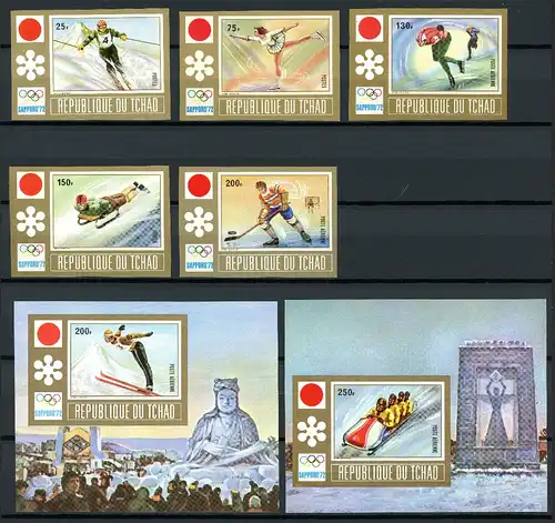 Tschad 502-506 + Block 36-37 B postfrisch Olympia 1972 Sapporo #IF215