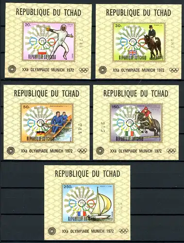 Tschad 5 Einzelblöcke A56-E56 postfrisch Olympia 1972 München #IF229