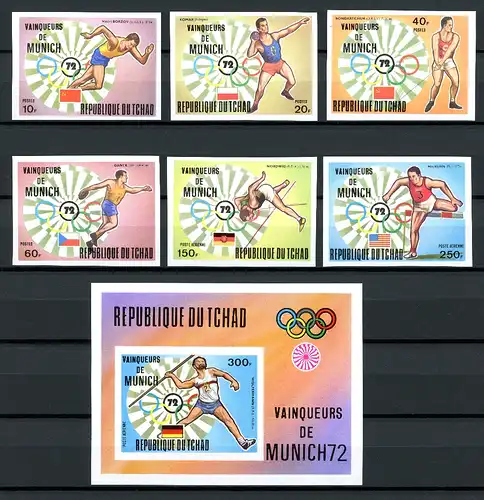 Tschad 620-625 + Block 54 B postfrisch Olympia 1972 München #IF219