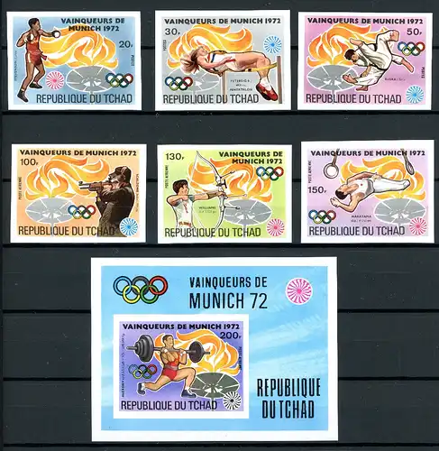 Tschad 627-632 + Block 55 B postfrisch Olympia 1972 München #IF222