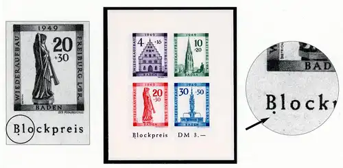 Fr. Zone Baden Block 1 B postfrisch Plattenfehler #GQ001