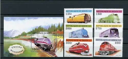 Benin 912-917+Block25 postfrisch Eisenbahn #IV366