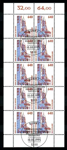 Bund Zehnerbogen 1811 gestempelt Bonn #1C151