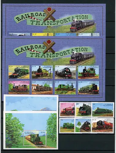 St. Vincent Grenadinen KB 4381-4402+Bloc postfrisch Eisenbahn #IJ072