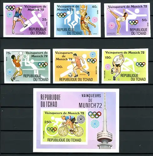 Tschad 634-639 + Block 56 B postfrisch Olympia 1972 München #IF225