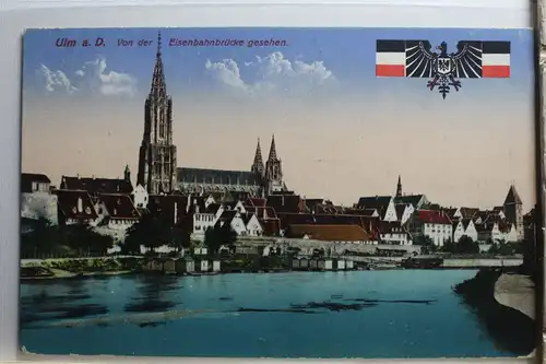 AK Ulm a. D. Von der Eisenbahnbrücke gesehen Feldpost #PE957