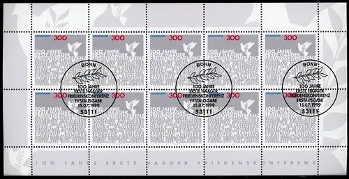 BRD 2066 Zehnerbogen Bonn Ersttagssonderstempel #GQ390