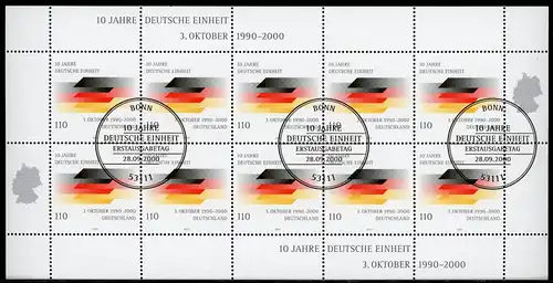 BRD 2142 Zehnerbogen Bonn Ersttagssonderstempel #GQ418