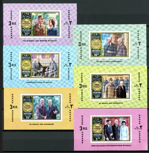 Manama Einzelblöcke 633-38 postfrisch de Gaulle #O6329