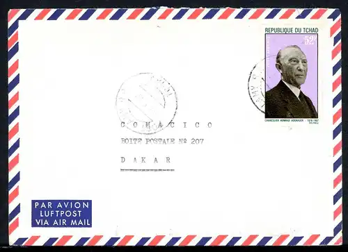Tschad 197 A Adenauer Einzelfrankatur #IN465