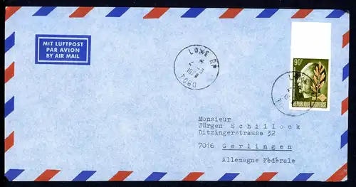 Togo 654 B auf Luftpost, Adenauer Einzelfrankatur #IX516