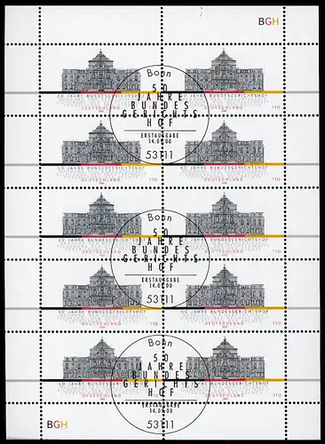 BRD 2137 Zehnerbogen Bonn Ersttagssonderstempel #GQ420