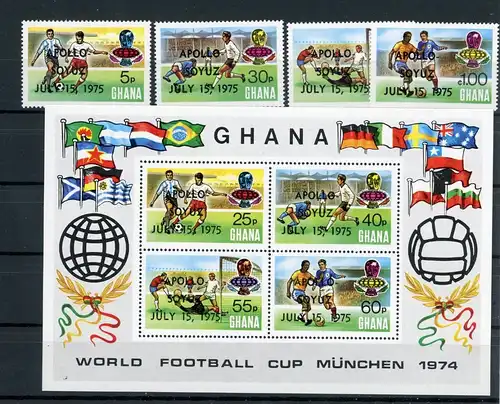 Ghana 597-600+Block60 postfrisch Raumfahrt Apollo #GB418