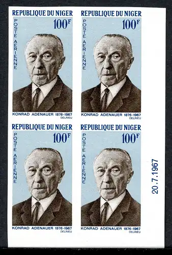 Niger 4er Bl. 168 B postfrisch Adenauer #O6419