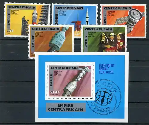 Zentralafrika 464, 67, 70, 76, 81+Block15 postfrisch Raumfahrt #GB434