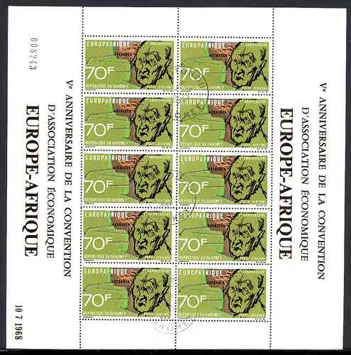 Dahomey Kleinbogen 351 gestempelt Adenauer #IX498