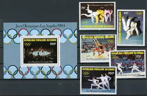 Kongo Brazza. 946-950+Block35 postfrisch Olympia #ID002