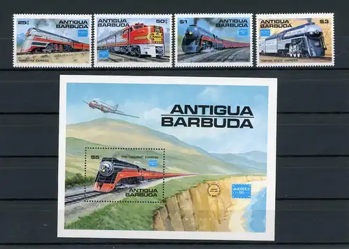 Antigua Barbuda 944-947 + Block110 postfrisch Eisenbahn #IV389