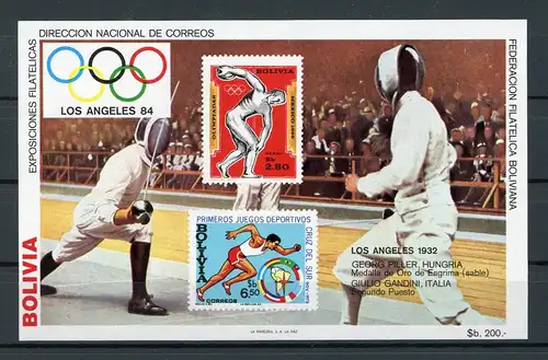 Bolivien Block 135 postfrisch Olympia #HL490