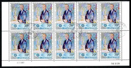 Dahomey 10er Bogenteil 318 A gestempelt Adenauer #IX499