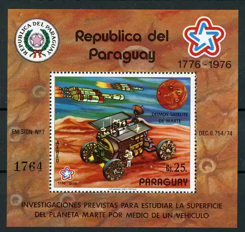 Paraguay Block 294 postfrisch Raumfahrt #GB442