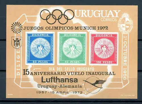 Uruguay Block 15 postfrisch Olympia 1972 München #ID015