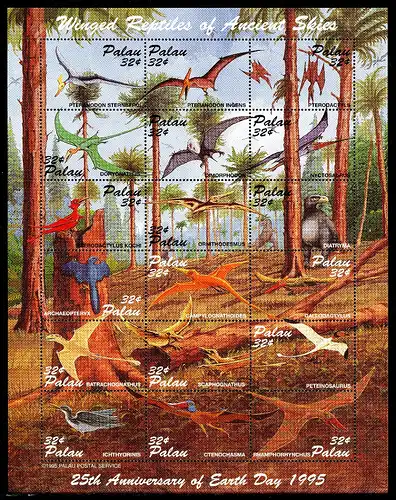 Palau ZD-Bogen 888-905 postfrisch prähistorische Tiere #IX522
