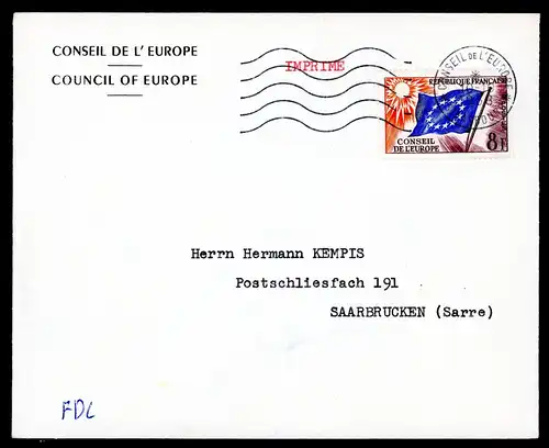Frankreich Dienstmarken Europarat 2 II Ersttagesbrief/FDC #IU981