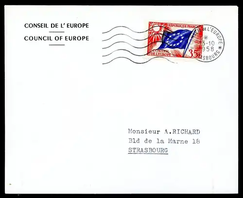 Frankreich Dienstmarke Europarat 5 II Ersttagesbrief/FDC #IU985
