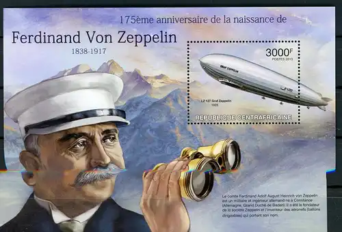 Zentralafrikanische Republik Block 1027 postfrisch Zeppelin #GO597