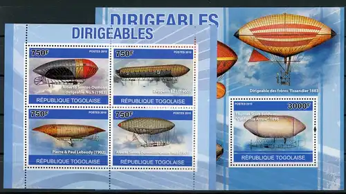 Togo 3719-3722 + Bl 544 postfrisch Zeppelin #GO604