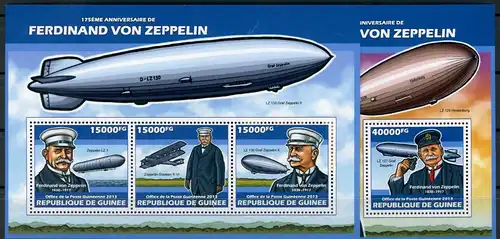 Guinea 10129-10131 + Bl 2309 postfrisch Zeppelin #GO591