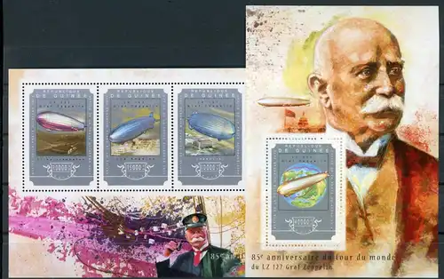 Guinea 10817-10820 + Bl 2459 postfrisch Zeppelin #GO602