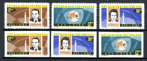 Vietnam 298-300 + 298-300 U ohne Gummi Raumfahrt #GB460