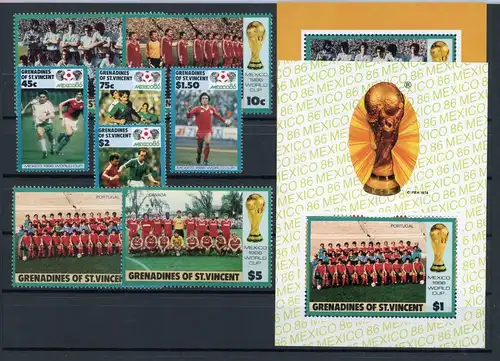 Grenadinen St. Vincent 483-490, Block 16-17 postfrisch Fußball #GE686