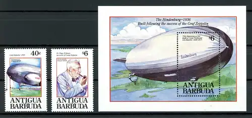 Antigua + Barbuda 1700-1701 + Bl 246 postfrisch Zeppelin #GO609