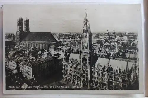 AK München Blick auf die Frauenkirche u. Neues Rathaus 1930 #PF566