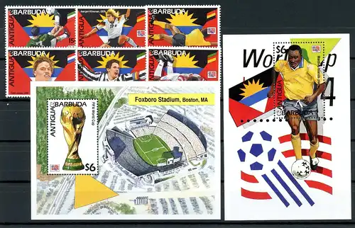 Antigua + Barbuda 2075-2080 + Block 304-305 postfrisch Fußball WM #GE684