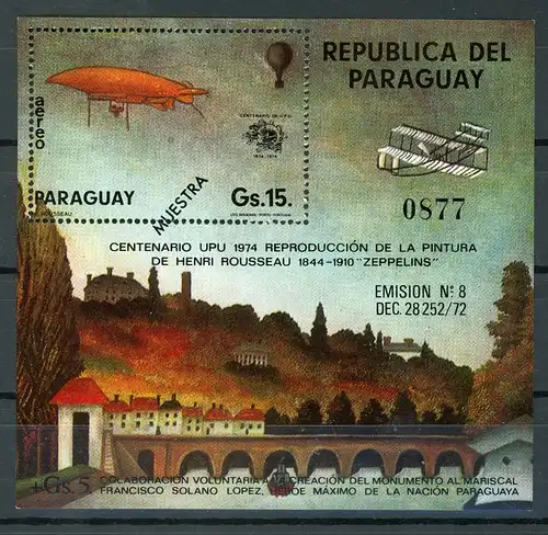 Paraguay Bl 228 postfrisch Zeppelin Mustermake #GO611