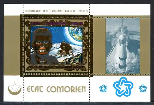 Komoren Block 67 A postfrisch amerik. Geschichte Goldmarke #GQ443