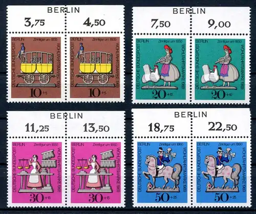 Berlin 348-351 Oberrand postfrisch waag. Paare Zudruck Berlin #GQ458