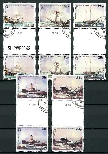 GB Alderney 32-36 ZW gestempelt Schiffswracks #GX092